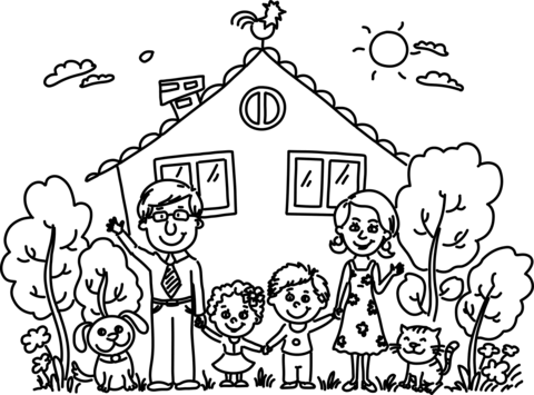 Family Home Coloring Page